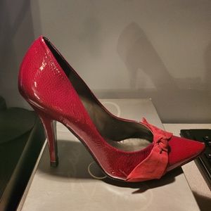 Red Jessica Simpson high heel shoes
